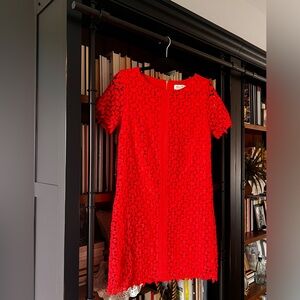 Vibrant Red Lace Dress